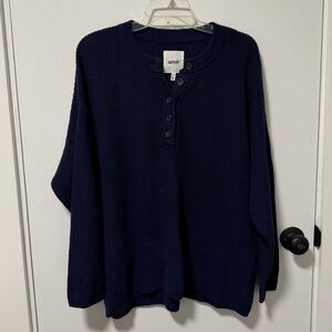 Aerie Navy Sweater | Size Medium | Half Button Front